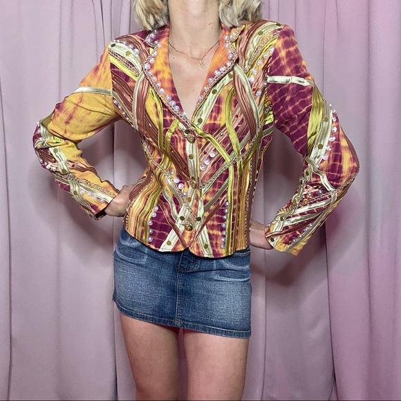Vintage Abstract Embellished Jacket Blazer - Picture 1 of 4